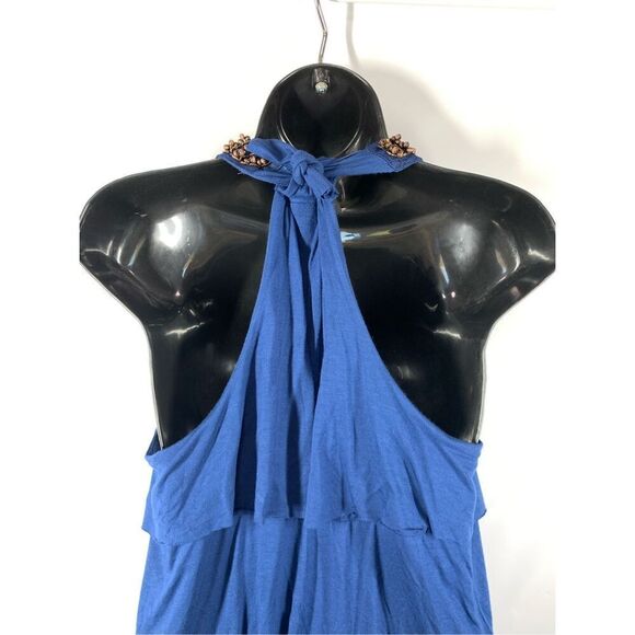 Apt. 9 Royal Blue Brown Beaded Tiered Dress Size  Medium - Picture 6 of 8